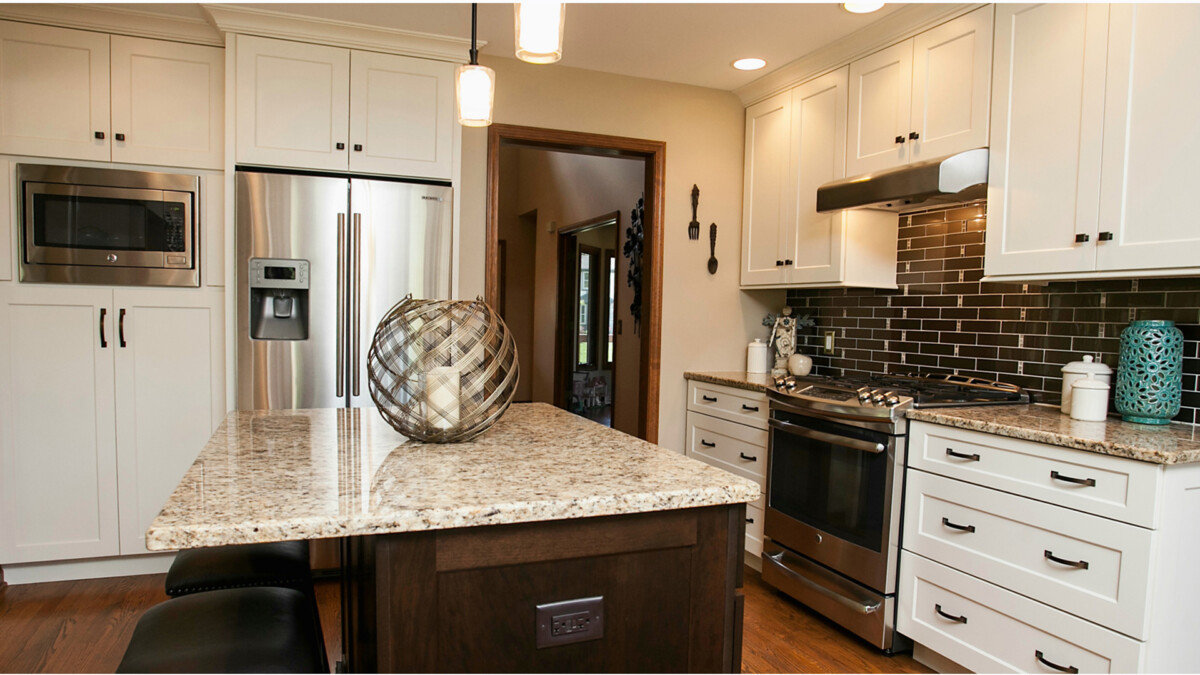 Naperville Double island kitchen remodel naperville white cabinetry custom stain island1